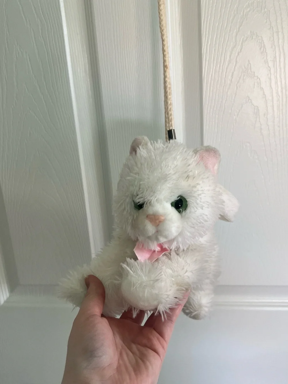 White Plush Cat Hanging Toy for Cats by